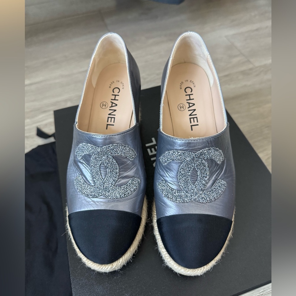 Chanel Wedge Espadrilles with Embroidered Detail